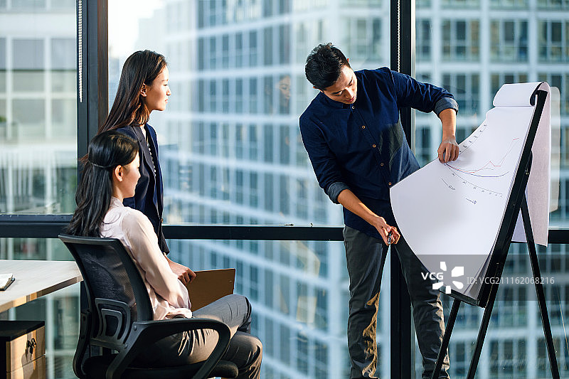 商务男女在办公室开会图片素材