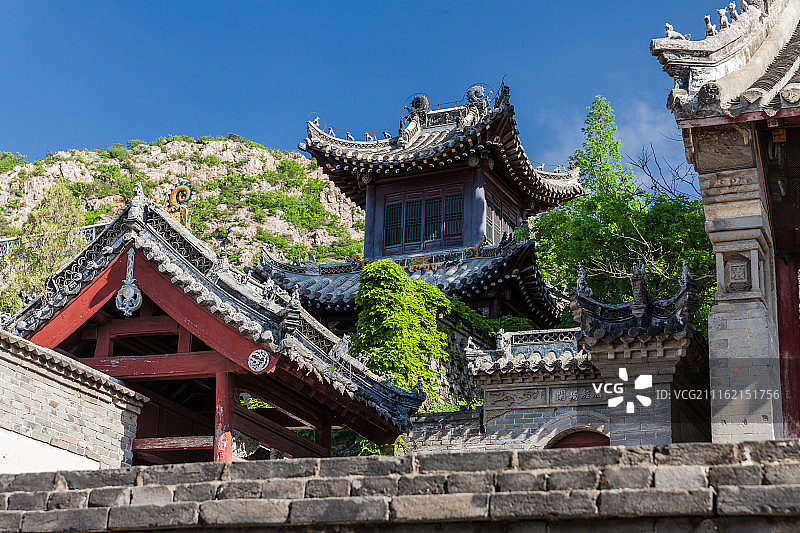 中国辽宁峰东大孤山古建筑仿古建园林景观图片素材