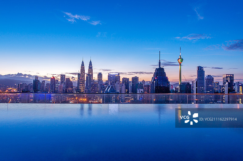马来西亚吉隆坡天际线日出夜景图片素材
