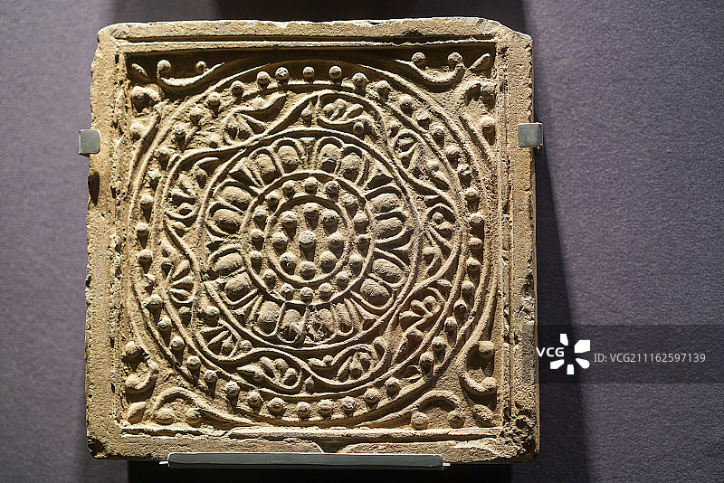 陕西历史博物馆莲花纹方砖图片素材