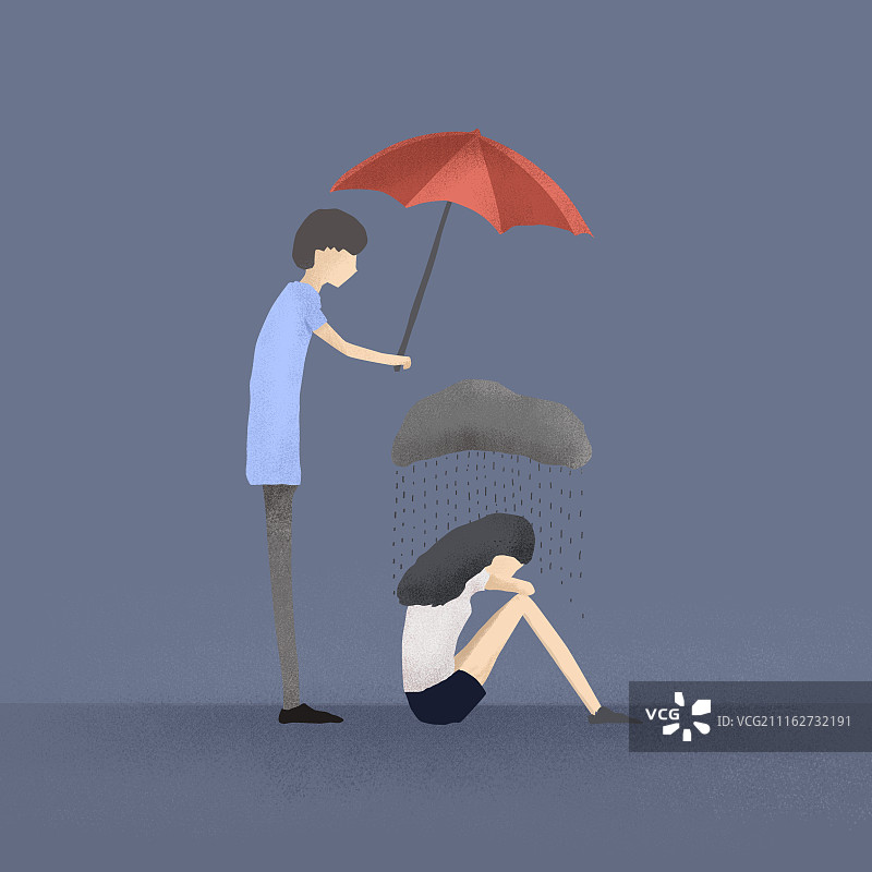 情侣插画体贴安慰图片素材