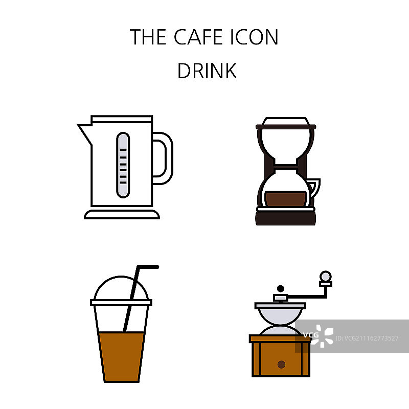 矢量 - 咖啡扁平图标合集：咖啡设备、咖啡馆甜点零售服务、面包店020图片素材
