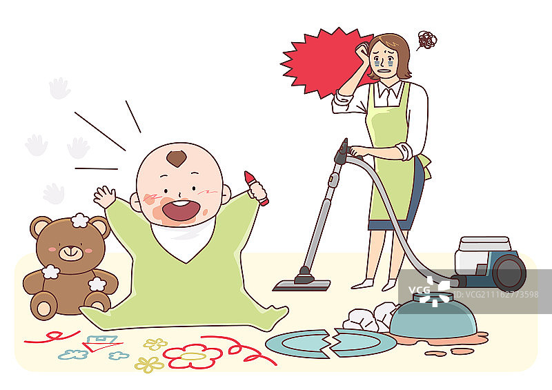 生活工作平衡概念插画：超级妈妈和职场女性图片素材