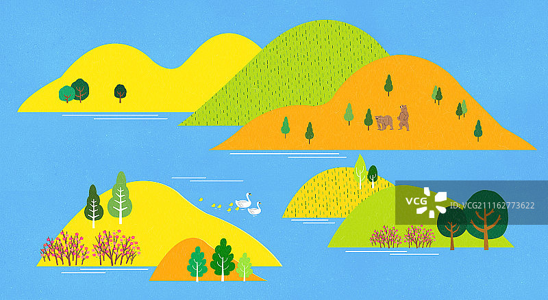 春季绿植场景矢量插画图片素材