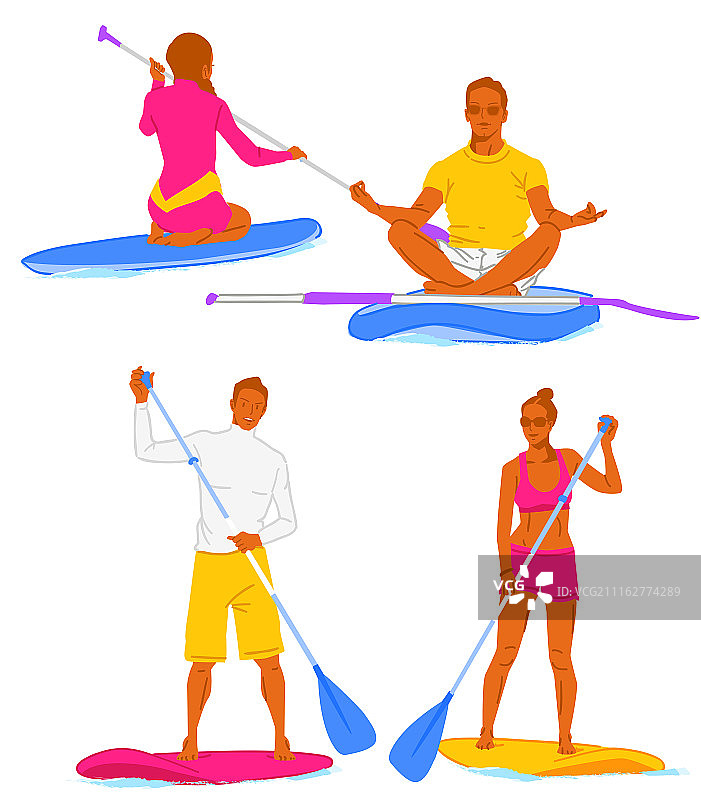 休闲运动系列：享受健康生活方式概念扁平矢量插图图片素材