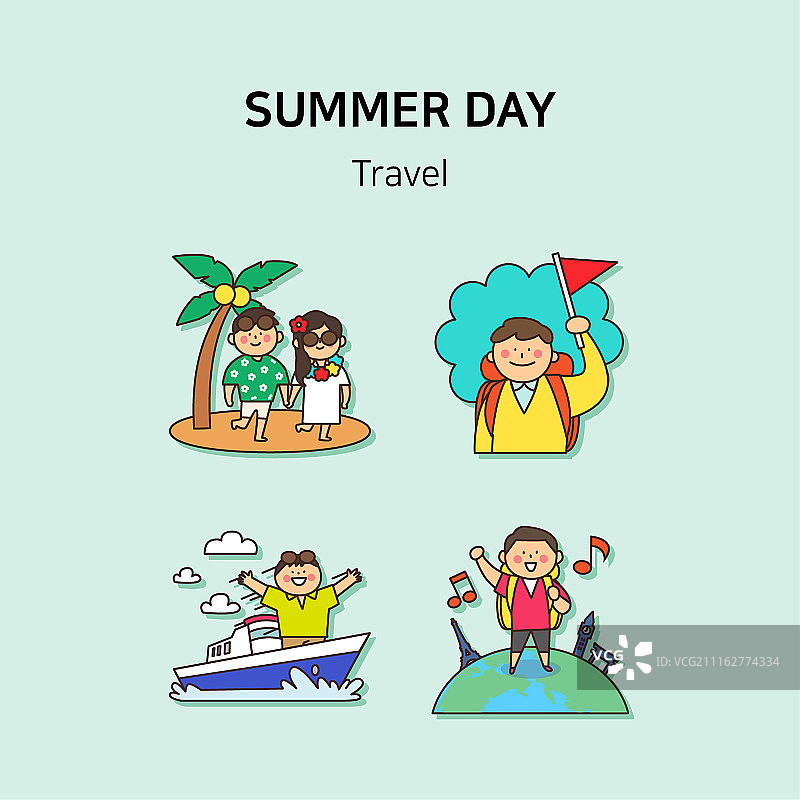 夏季矢量插画图标集图片素材
