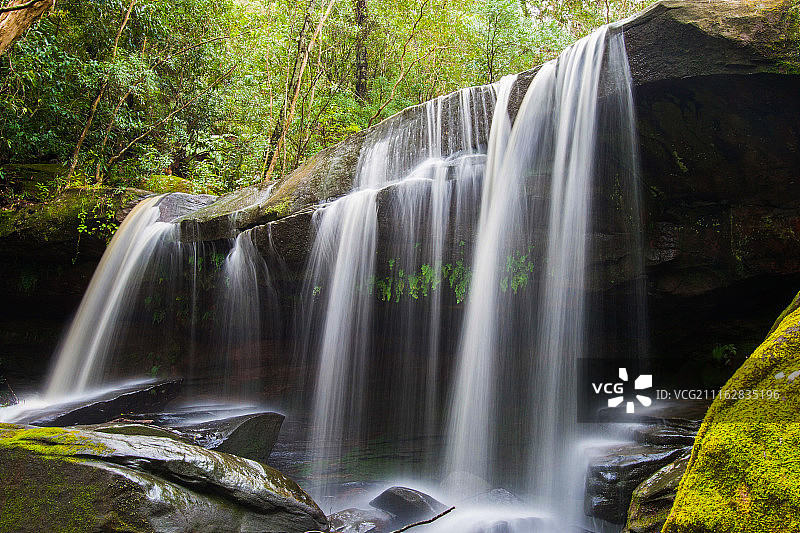 瀑布在森林图片素材