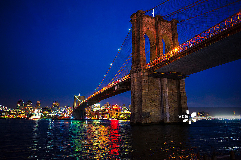 夜晚的布鲁克林大桥景色图片素材