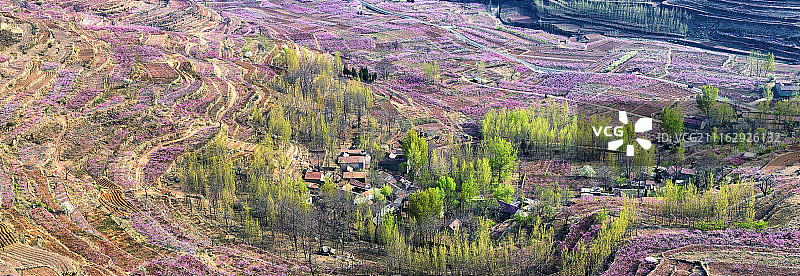 被草地环绕的村庄图片素材