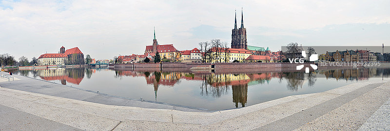 奥得河及弗罗茨瓦夫老城全景图图片素材
