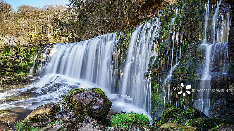 瀑布在森林图片素材