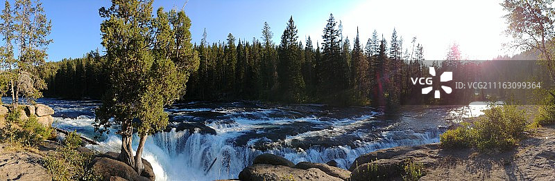 森林瀑布全景图片素材