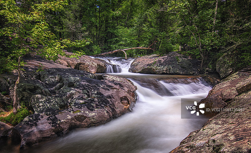 瀑布在森林图片素材