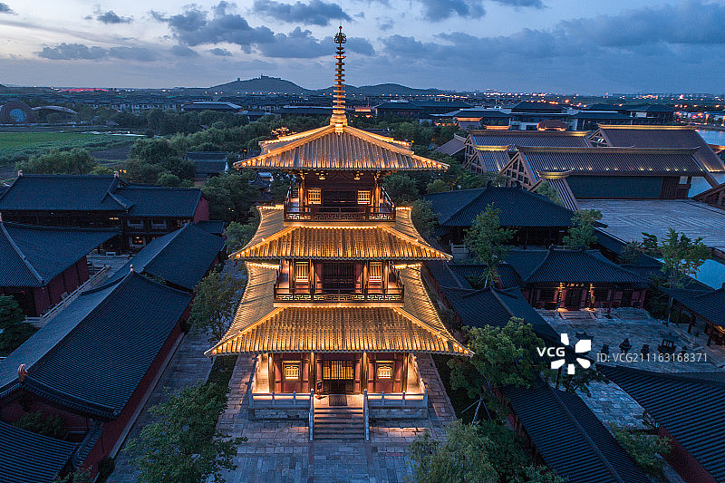 上海广富林遗址公园航拍图片素材