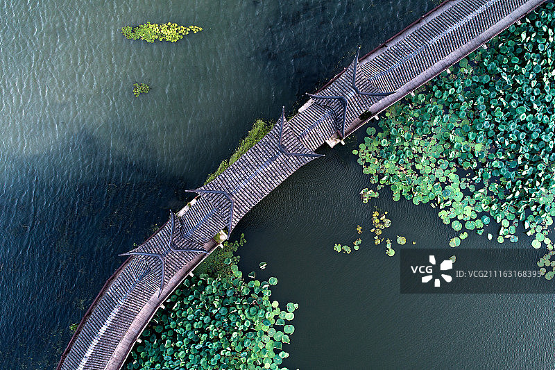 江南水乡苏州锦溪航拍图片素材