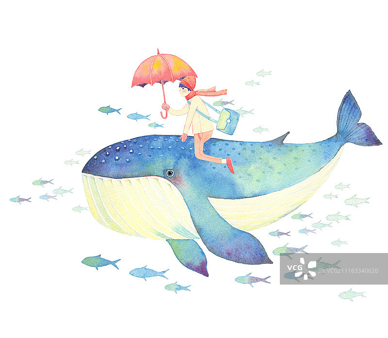 时尚唯美人物组图3000幅-蓝鲸与鱼群图片素材