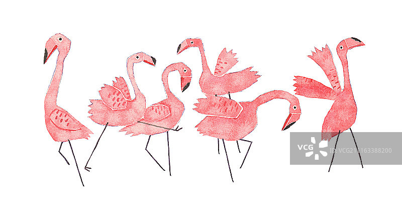 时尚唯美人物组图3000幅-水彩画-火烈鸟图片素材