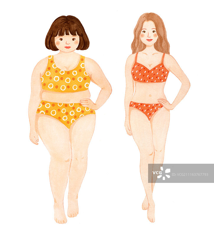减肥瘦身泳衣插画图片素材