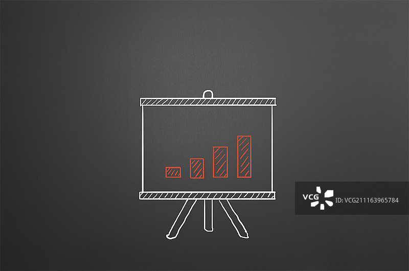 粉笔画，PPT展示条状增长图图片素材