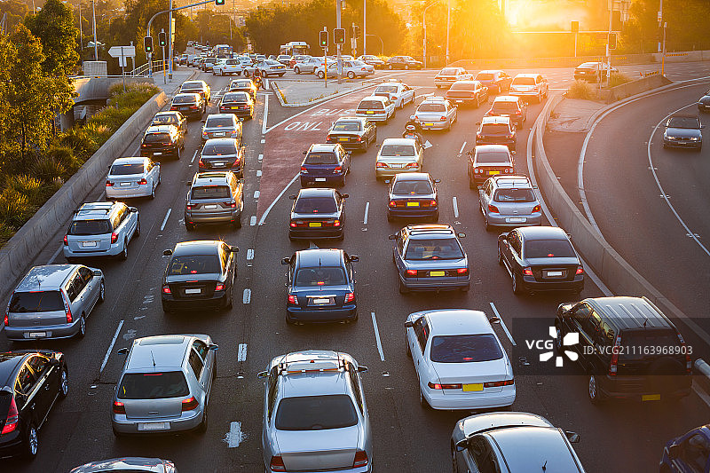 城市黎明交通拥堵图片素材