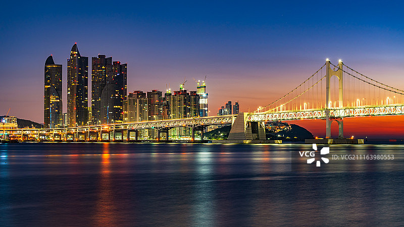 河上城市夜景图片素材