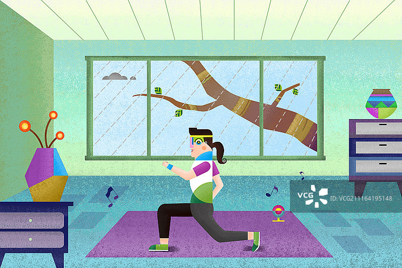 24节气与运动-春-雨水-瑜伽图片素材