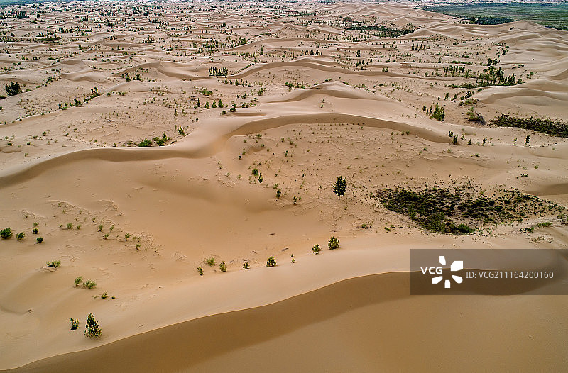 航拍库布其沙漠图片素材