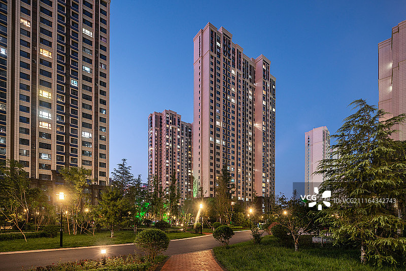 生活小区夜景图片素材
