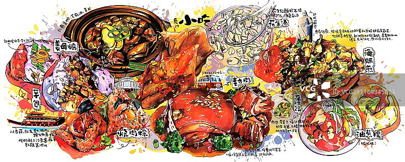 厦门当地特色美食手绘插画之小吃图片素材