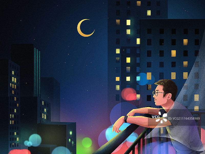 灯火通明的城市和你图片素材