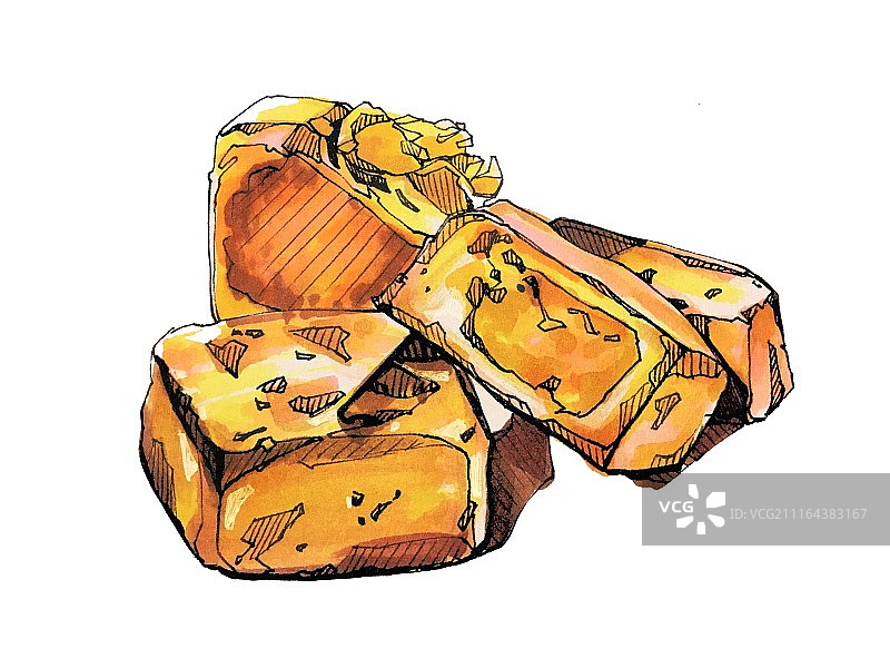 厦门当地特色美食手绘插画之茶点凤梨酥图片素材