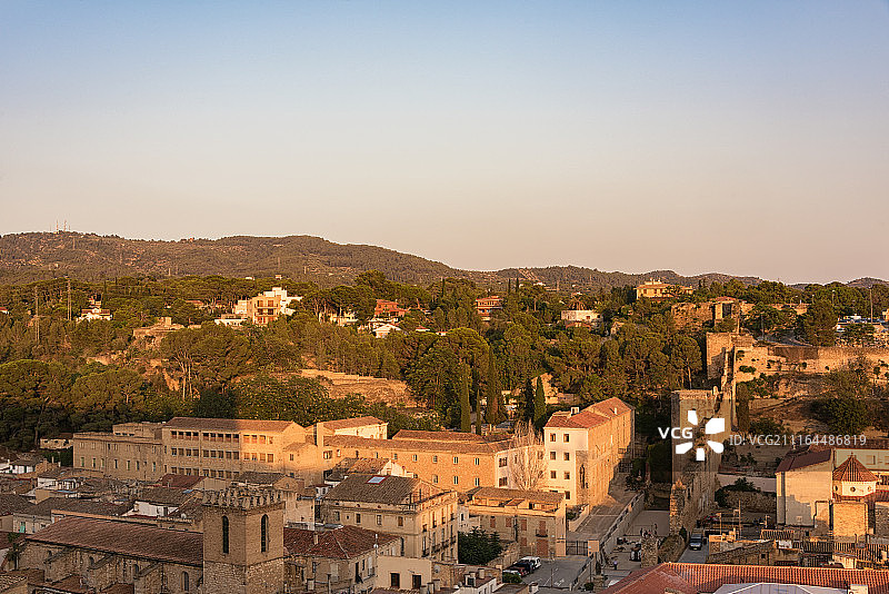 鸟瞰西班牙托尔托萨古镇风光图片素材