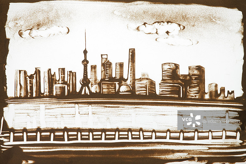上海外滩沙画图片素材
