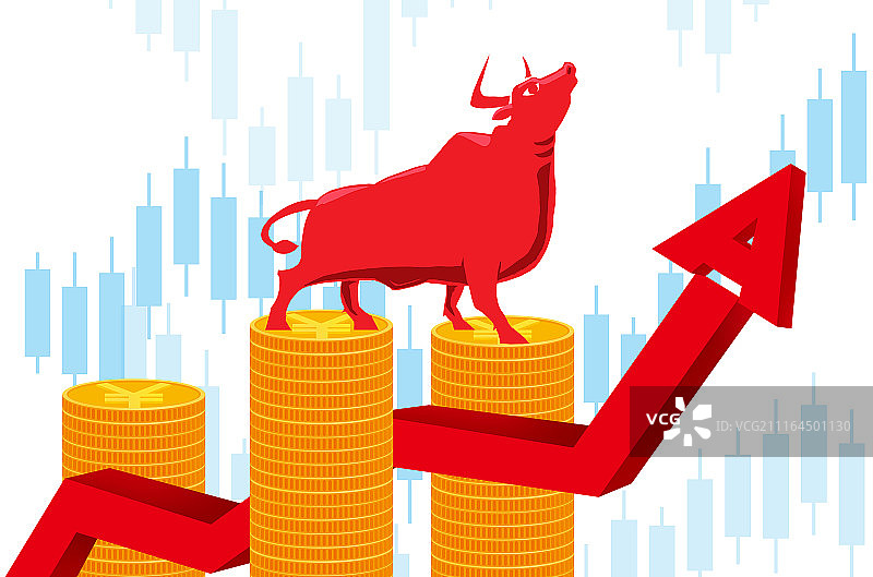财经股市系列插画-展望股市图片素材