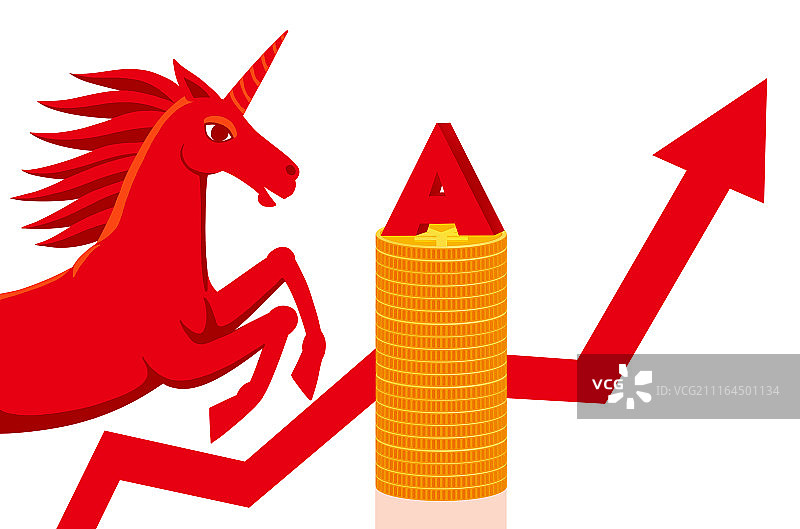 财经股市系列插画-独角兽股市图片素材