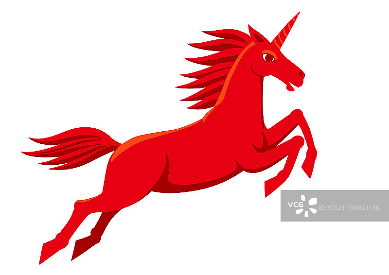 财经股市系列插画-红色的独角兽图片素材