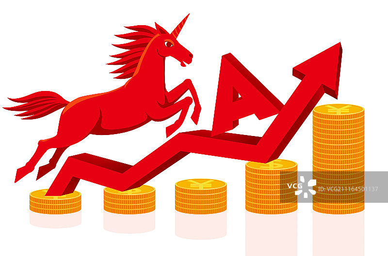 财经股市系列插画-独角兽A股上市图片素材