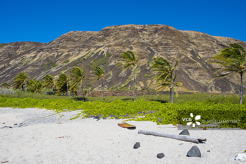 夏威夷火山国家公园哈拉佩海滩的壮丽景色图片素材