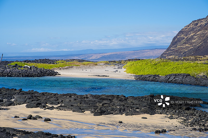 夏威夷火山国家公园哈拉佩海滩的壮丽景色图片素材