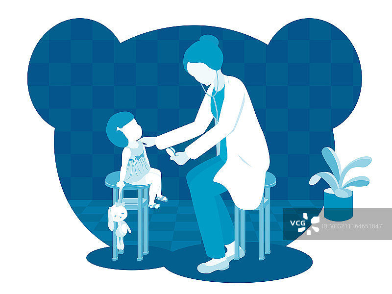 儿科医生接诊场景插画图片素材
