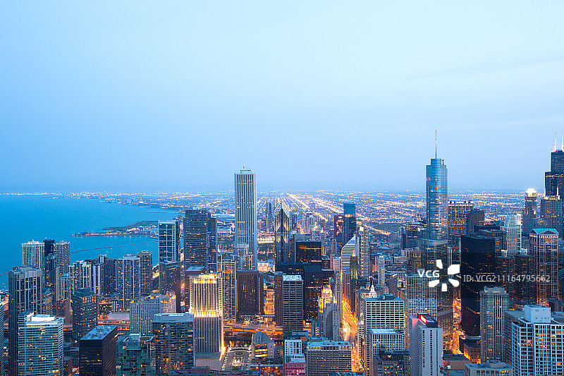 伊利诺伊州芝加哥市中心俯瞰图图片素材