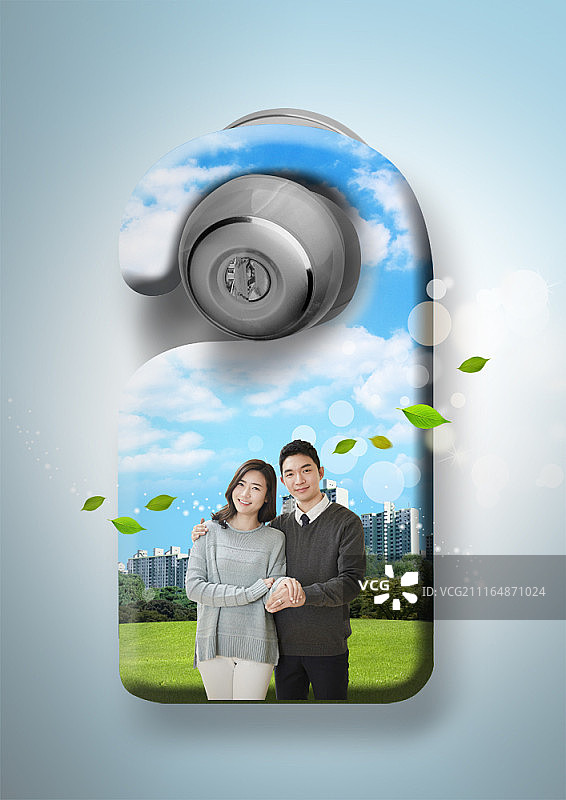 带有房地产主题的门把手合成图像图片素材