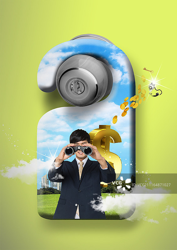 带有房地产主题的门把手合成图像图片素材