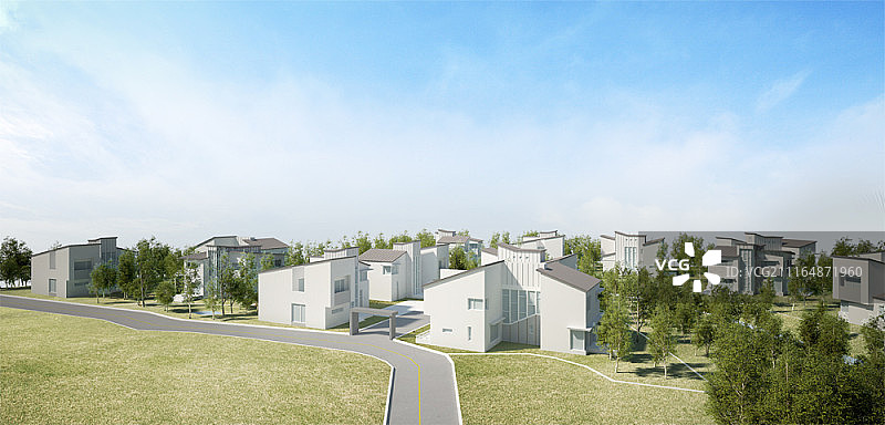 3D渲染 联排别墅图片素材