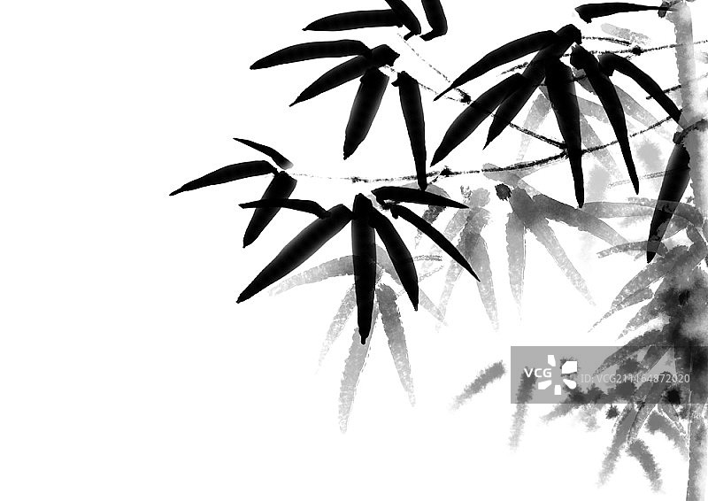 竹子水墨画图片素材