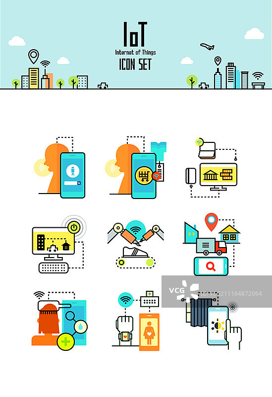 物联网图标集图片素材