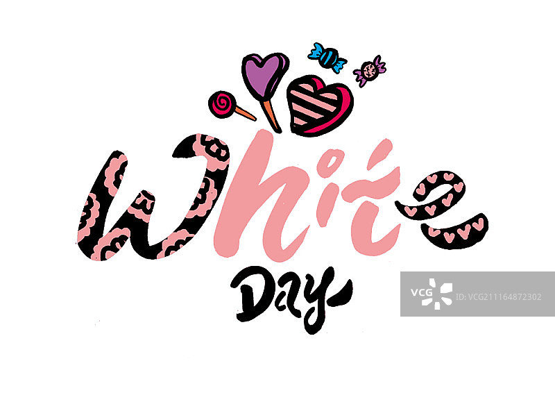 白色情人节手绘文字图片素材