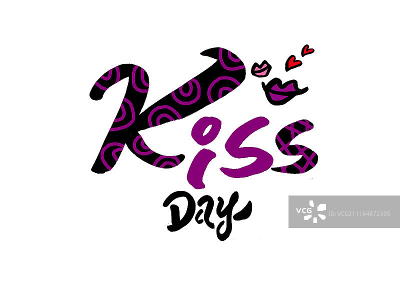 亲吻日手绘文字图片素材