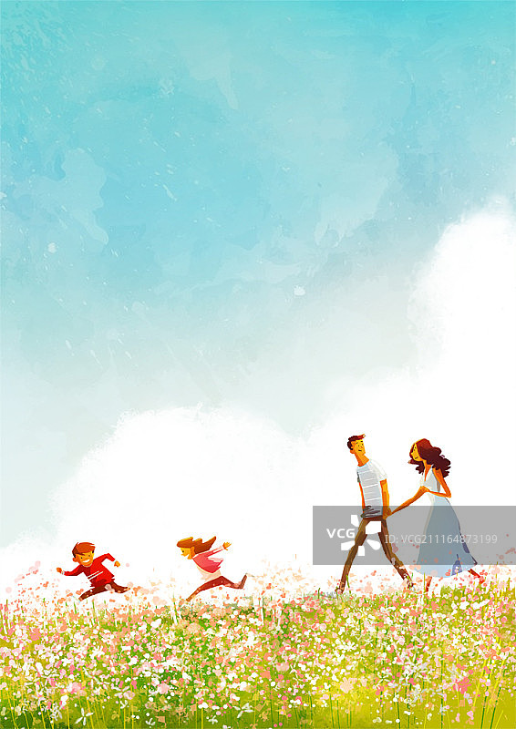 人们享受秋季乐趣插画图片素材