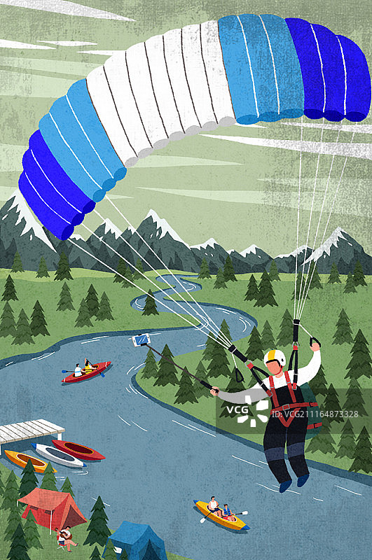 人们享受户外休闲活动的插画图片素材